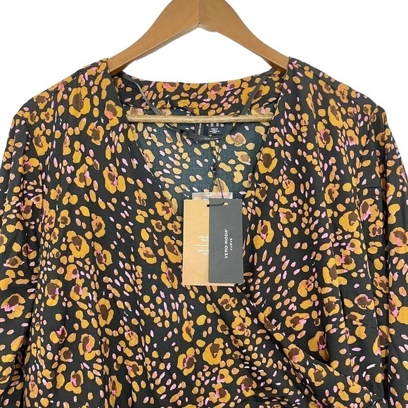 Vera Moda Curve Sandra Henna 7/8 Faux Midi Wrap Dress Sleeve Floral Print NWT - Picture 10 of 15